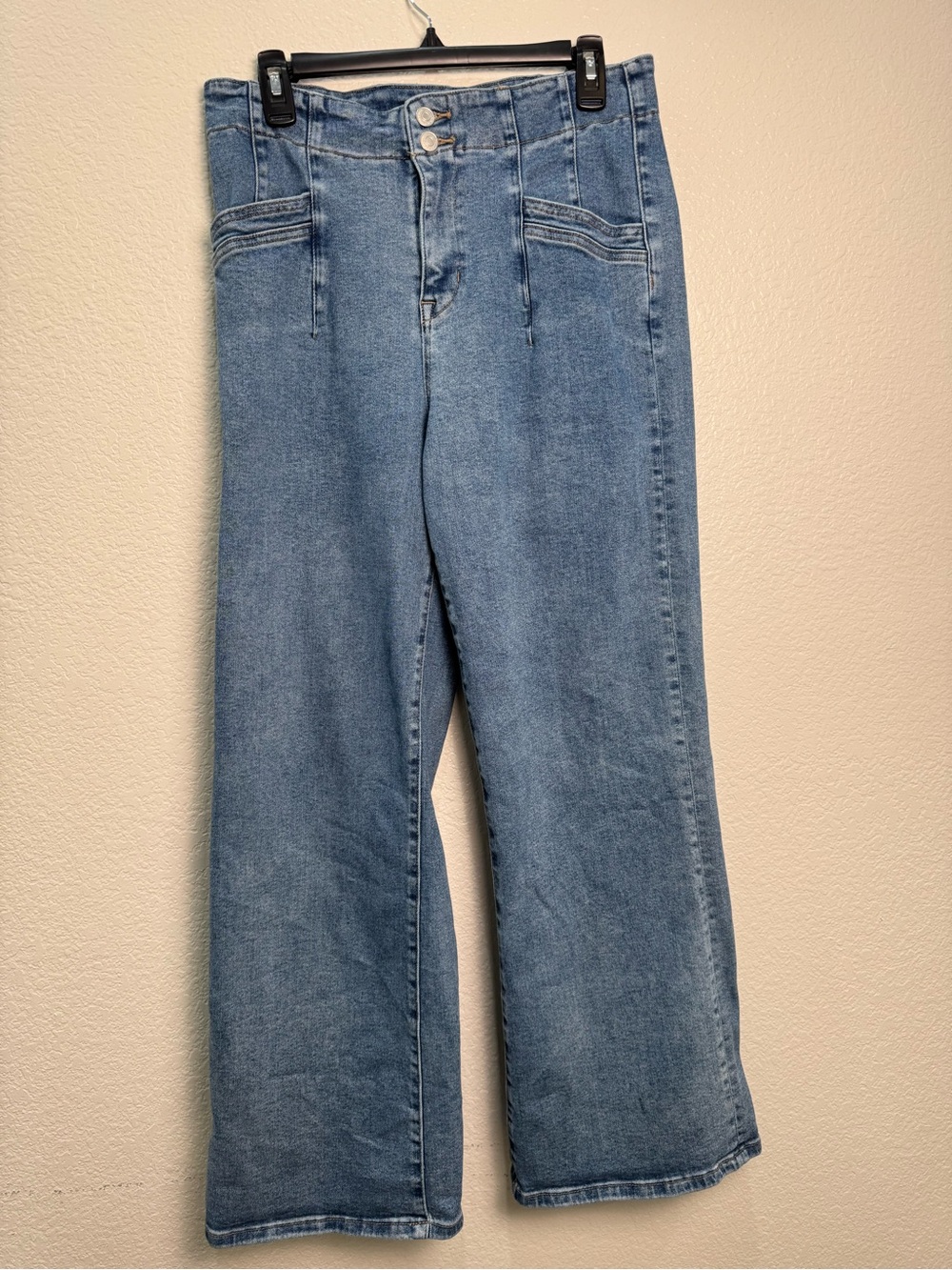 Altar’d State Mica Denim Jeans 30 High Rise Wide Leg Double Button Light Wash
